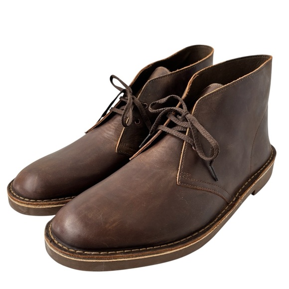 Clarks Bushacre 2 Chukka Boots Men's Size 15 Brown Leather Cushion ComfortNWOB